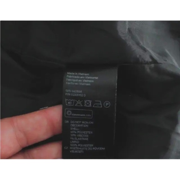 Bin 2C EUC H&M Tweed Dress Sz 4 Cap Sleeves Faux Leather Waist Gray Midi Knee - Picture 4 of 10